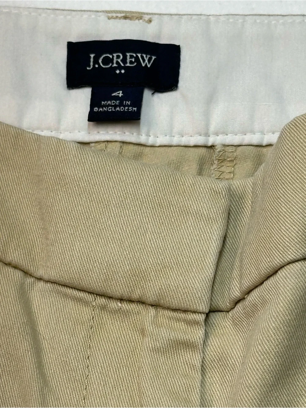 J. Crew Women’s Flat Front Essential Khaki Cotton Chino Shorts | Size 4, 4” EUC